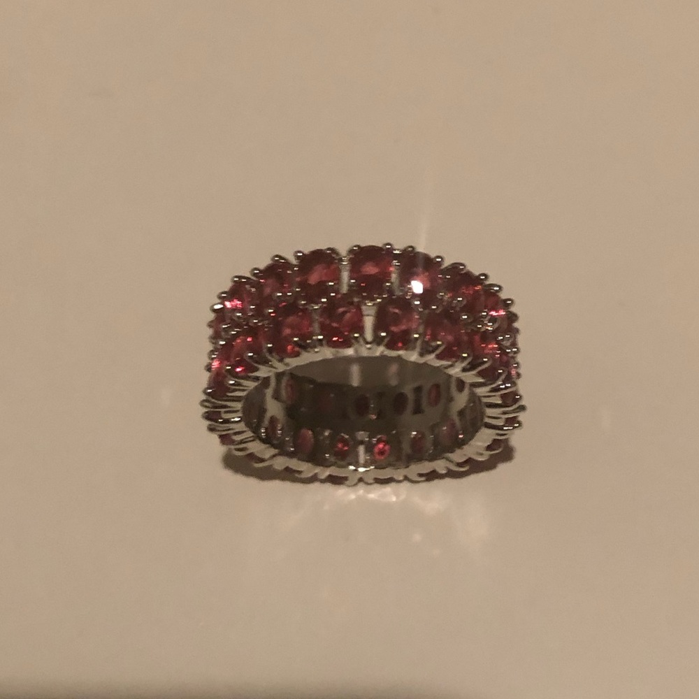 925 Silver Oval Cut Ruby Ring Size 7 - image 3